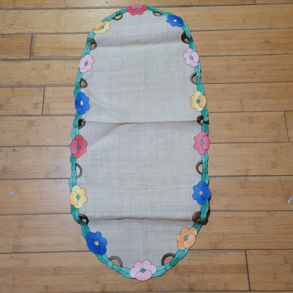 Vintage Hand-crafted large Linen Doily, likely from Madeira, Portugal